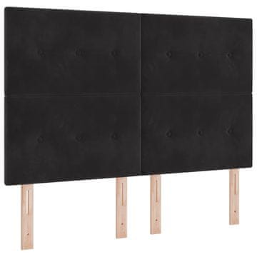 Vidaxl LED Box Spring Postelja z vzglavjem Črna 140 x 190 cm Žamet