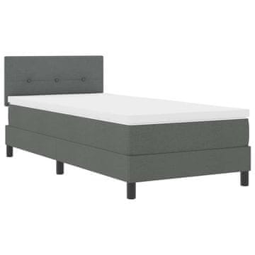 Vidaxl Postelja z vzmetnico z LED trakami Temno siva 90 x 190 cm blago