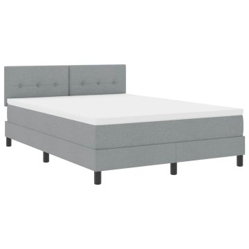 Vidaxl Postelja z vzmetnico z vzglavjem Svetlo siva 140 x 190 cm blago