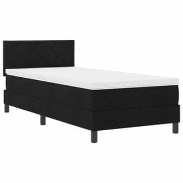 Vidaxl Postelja boxspring z vzmetnico Črna 90 x 190 cm blago