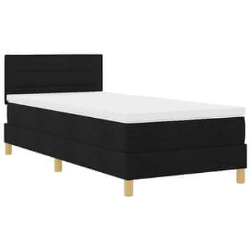 Vidaxl LED Box Spring Postelja z LED trakami Črna 100 x 200 cm blago