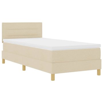 Vidaxl LED Box Spring Postelja z LED trakami krema 80 x 200 cm blago