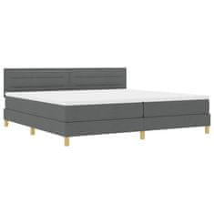 Vidaxl Postelja boxspring z vzmetnico Temno siva 200 x 200 cm blago