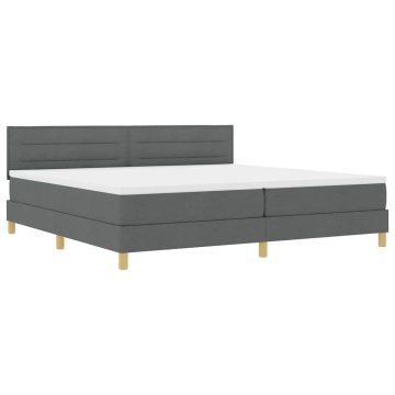 Vidaxl Postelja boxspring z vzmetnico Temno siva 200 x 200 cm blago