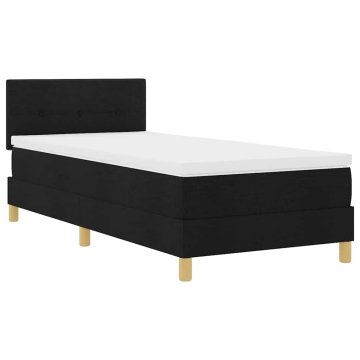 Vidaxl LED Box Spring Postelja z LED trakami Črna 80 x 200 cm blago