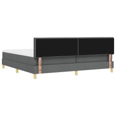 Vidaxl Postelja boxspring z vzmetnico Temno siva 200 x 200 cm blago