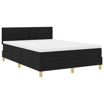 Vidaxl LED Box Spring Postelja z LED trakami Črna 140 x 190 cm blago