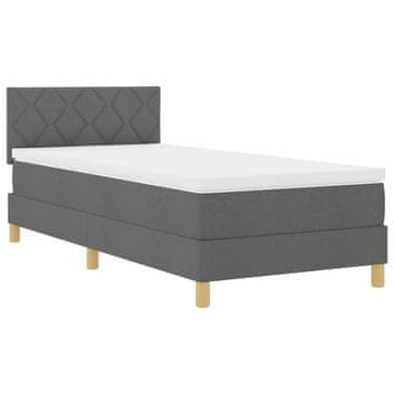 Vidaxl LED Box Spring Postelja Temno siva 90 x 190 cm blago