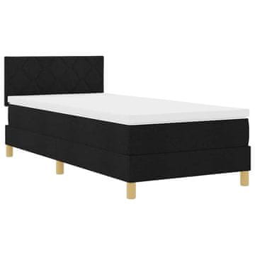 Vidaxl LED Box Spring Postelja z LED trakami Črna 100 x 200 cm blago