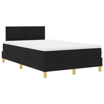 Vidaxl LED Box Spring Postelja z LED trakami Črna 120 x 200 cm blago