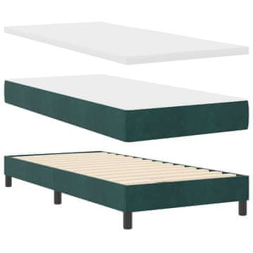 Vidaxl LED Box Spring Postelja z LED Temno zelena 90 x 190 cm Žamet