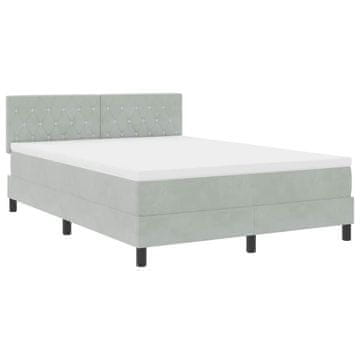 Vidaxl LED Box Spring Postelja z LED Svetlo siva 160 x 200 cm Žamet