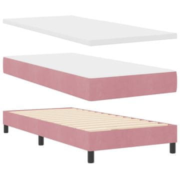 Vidaxl LED Box Spring Postelja z vzmetnico Roza 100 x 200 cm Žamet