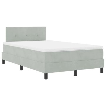 Vidaxl LED Box Spring Postelja Svetlo siva 120 x 190 cm Žamet