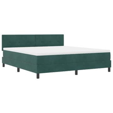 Vidaxl LED Box Spring Postelja Temno zelena 180 x 200 cm Žamet