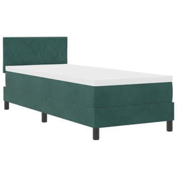 Vidaxl LED Box Spring Postelja Temno zelena 80 x 200 cm Žamet