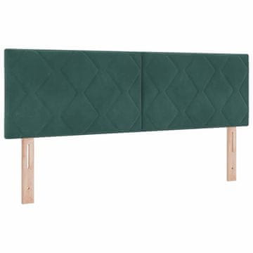 Vidaxl LED glava postelje Temno zelena 144 cm Žamet