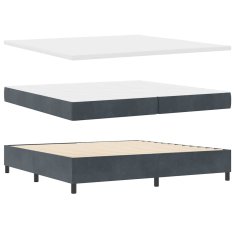 Vidaxl Postelja z vzmetnico z vzmetnico Temno siva 200 x 200 cm Žamet