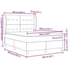 Vidaxl Postelja z vzmetnico z vzmetnico Temno siva 160 x 200 cm blago