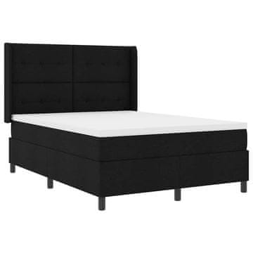 Vidaxl LED Box Spring Postelja z vzglavjem Črna 140 x 200 cm blago