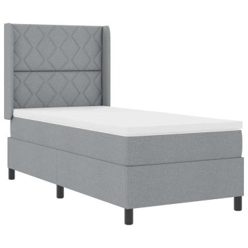 Vidaxl LED Box Spring Postelja Svetlo siva 100 x 200 cm blago