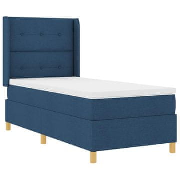 Vidaxl Postelja z vzmetnico z vzmetnico Modra 80 x 200 cm blago