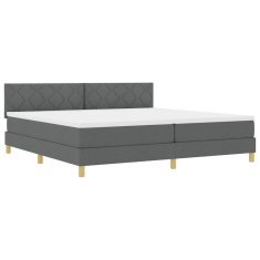 Vidaxl Postelja boxspring z vzmetnico Temno siva 200 x 200 cm blago