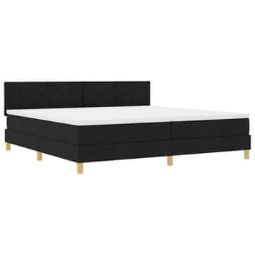 Vidaxl LED Box Spring Postelja z LED trakami Črna 200 x 200 cm blago
