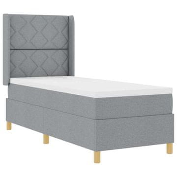 Vidaxl Postelja z vzmetnico z vzglavjem Svetlo siva 80 x 200 cm blago