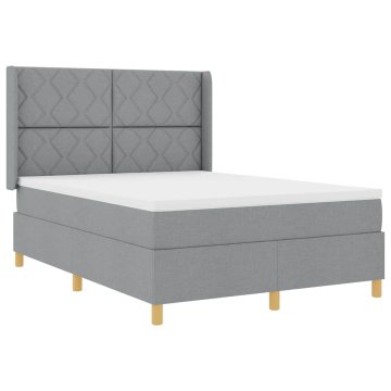 Vidaxl Postelja z vzmetnico z vzglavjem Svetlo siva 160 x 200 cm blago