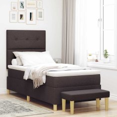 Vidaxl Postelja z vzmetnico z vzmetnico Temno rjava 90 x 200 cm blago