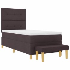 Vidaxl Postelja z vzmetnico z vzmetnico Temno rjava 90 x 200 cm blago