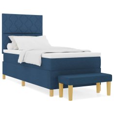 Vidaxl Postelja z vzmetnico z vzmetnico Modra 90 x 200 cm blago