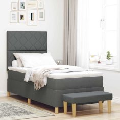 Vidaxl Postelja z vzmetnico z vzmetnico Temno siva 100 x 200 cm blago