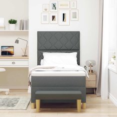 Vidaxl Postelja z vzmetnico z vzmetnico Temno siva 100 x 200 cm blago