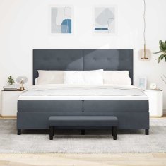 Vidaxl Postelja z vzmetnico z vzmetnico Temno siva 200 x 200 cm Žamet