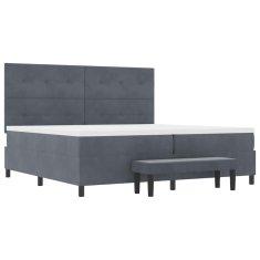 Vidaxl Postelja z vzmetnico z vzmetnico Temno siva 200 x 200 cm Žamet