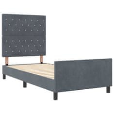 Vidaxl Konstrukcija postelje z vzglavjem Temno siva 100 x 200 cm Žamet