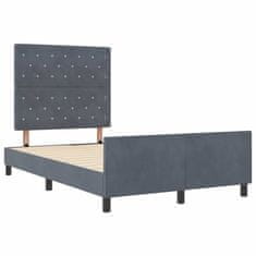 Vidaxl Konstrukcija postelje z vzglavjem Temno siva 120 x 190 cm Žamet