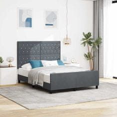 Vidaxl Konstrukcija postelje z vzglavjem Temno siva 140 x 190 cm Žamet