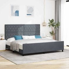 Vidaxl Konstrukcija postelje z vzglavjem Temno siva 200 x 200 cm Žamet