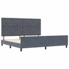 Vidaxl Konstrukcija postelje z vzglavjem Temno siva 200 x 200 cm Žamet