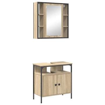Vidaxl Komplet pohištva za kopalnico 2 pcs Rjava 60 x 30 x 60 cm