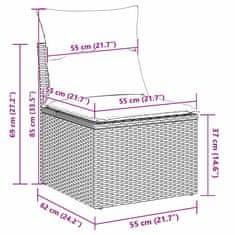Vidaxl Vrtna sedežna garnitura z blazino 13 pcs Bež Poly ratan