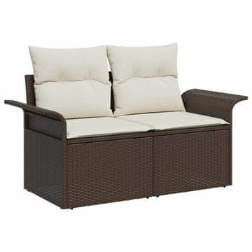 Vidaxl Vrtni kavč z blazino Rjava 141 x 62 x 69cm poli ratan