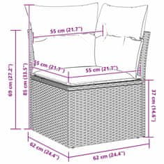 Vidaxl Vrtna sedežna garnitura z blazino 12 pcs Črna 90 x 55 x 71 cm