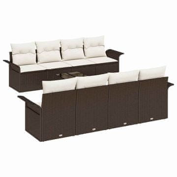 Vidaxl Vrtna sedežna garnitura 9 szt. Rjava in krem 55 x 55 x 37 cm