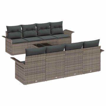 Vidaxl Vrtna sedežna garnitura 9 szt. Siva 55 x 55 x 37 cm poli ratan