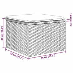Vidaxl Vrtna sedežna garnitura z blazino 7 pcs Siva Poly ratan