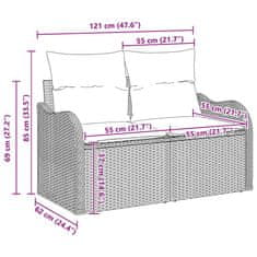 Vidaxl Vrtna sedežna garnitura z blazino 5 pcs Črna 55 x 55 x 37 cm